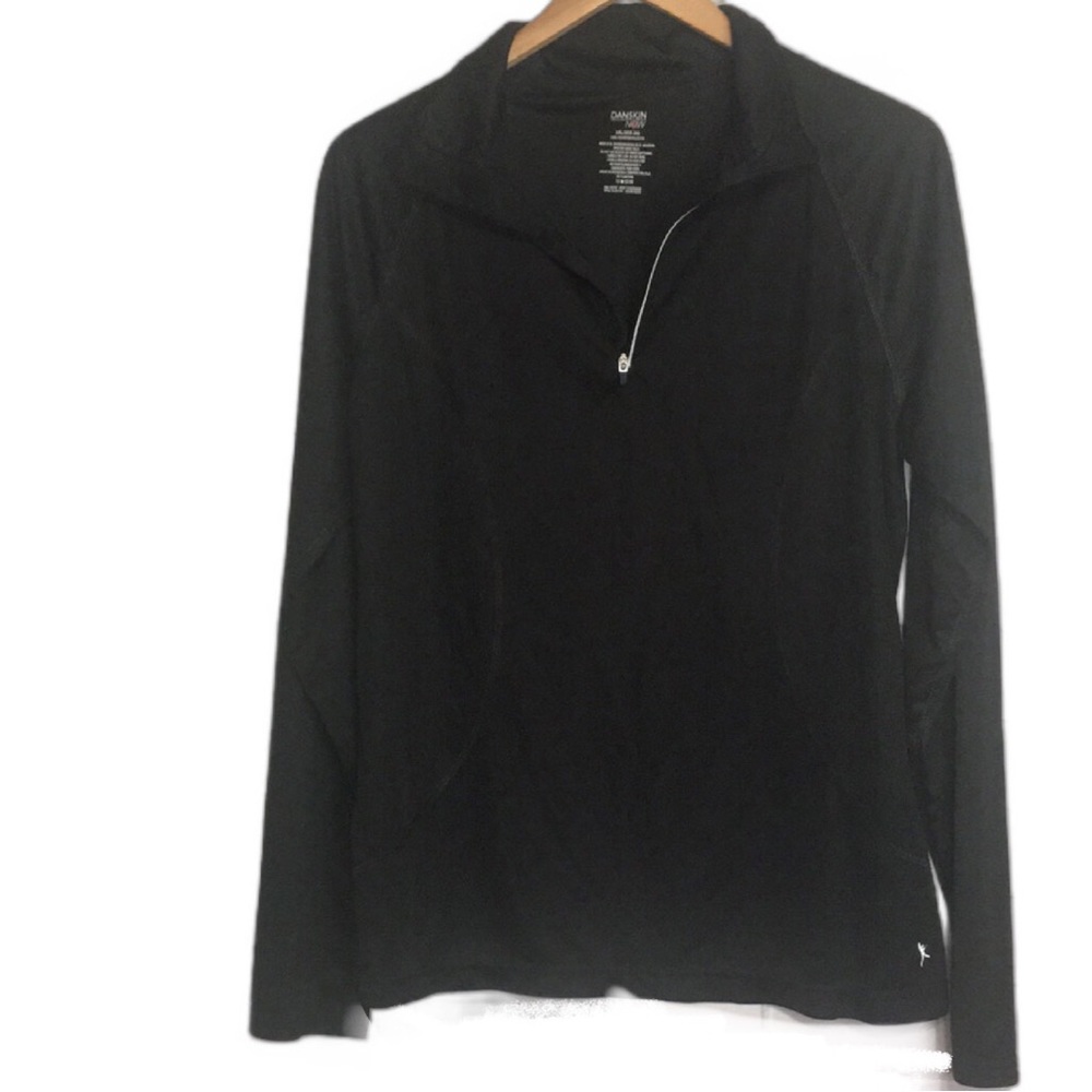 Danskin Now Black 1/4 Zip Long Sleeve Mock Neck Pullover Activewear Top Sz XXL